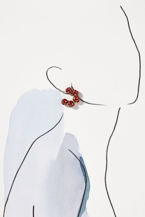 Slide View: 3: Lele Sadoughi Merlot Beaded Hoop Earrings