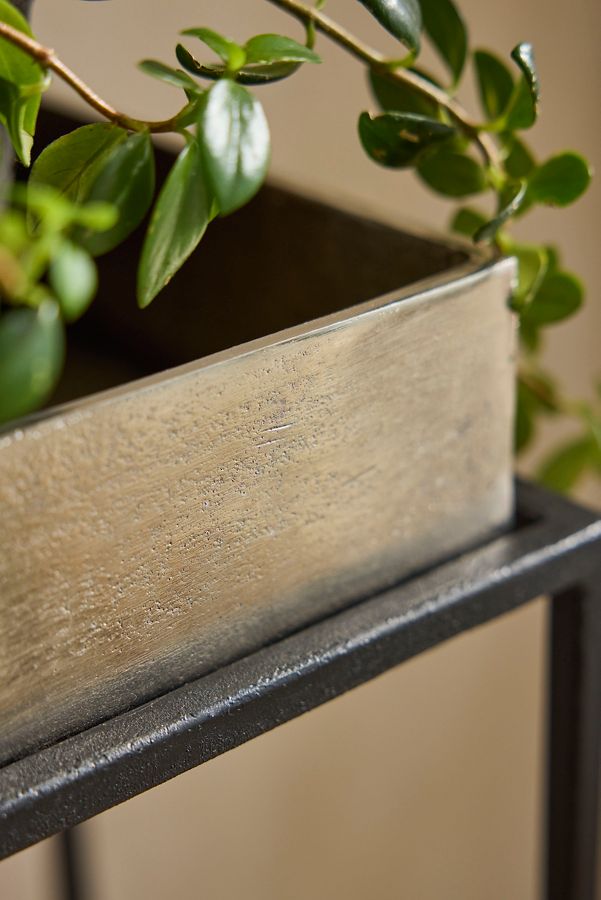 Slide View: 2: Two-Tier Silver Trough Plant Stand