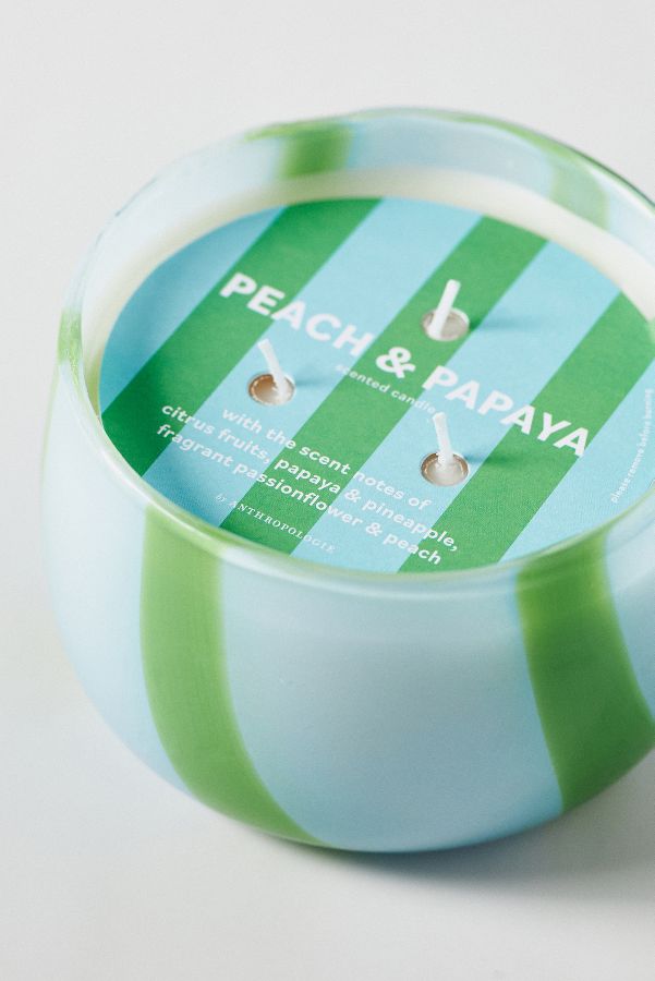 Slide View: 3: Piper Fruity Peach & Papaya Striped Glass Candle