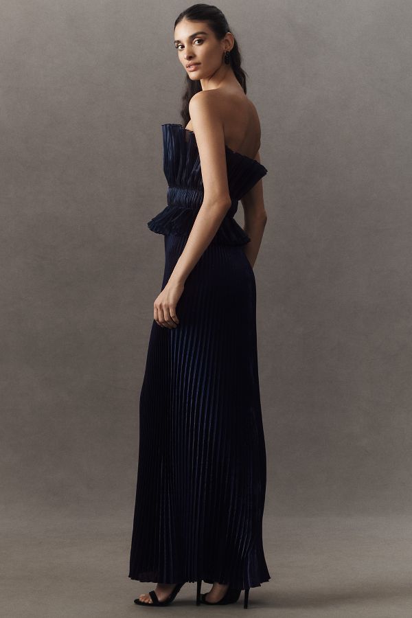 Slide View: 2: L'IDÉE Masquerade Pleated Strapless Maxi Dress