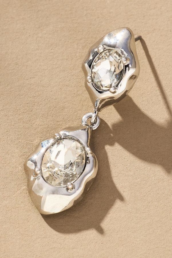 Slide View: 2: Double-Crystal Drop Post Earrings