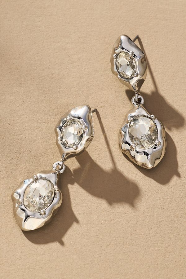 Slide View: 1: Double-Crystal Drop Post Earrings