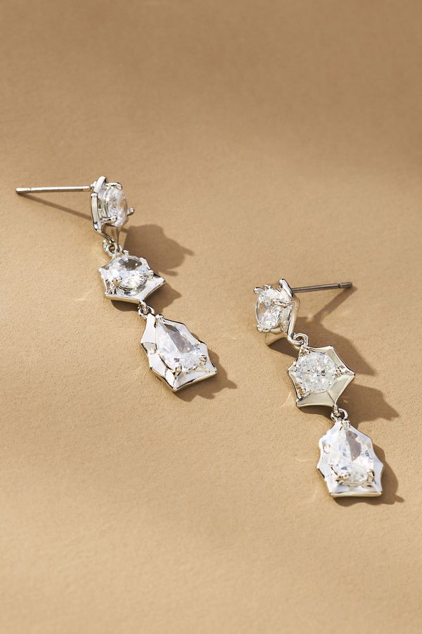 Slide View: 1: Triple Crystal Post Earrings