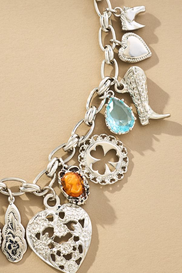 Slide View: 2: Heart Charms Necklace