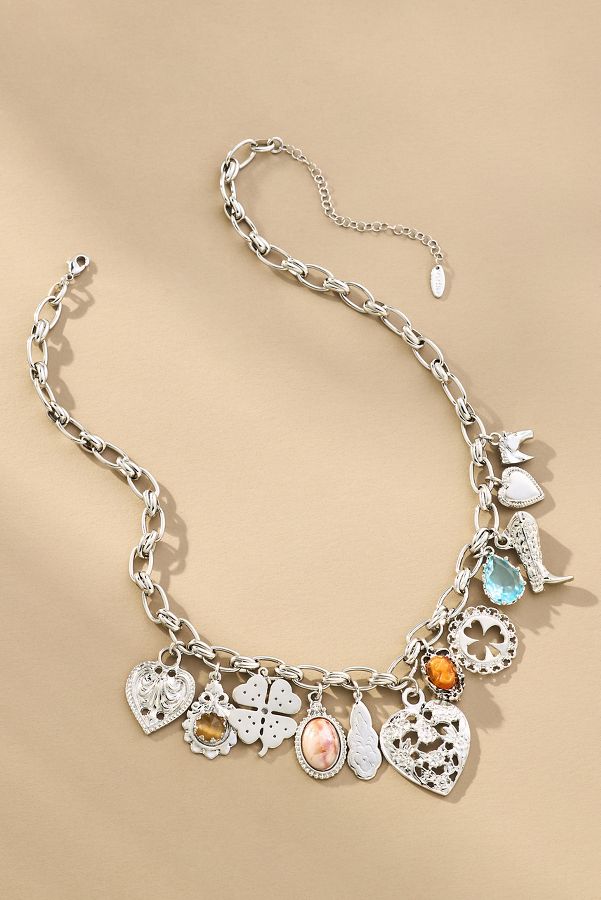 Slide View: 1: Heart Charms Necklace