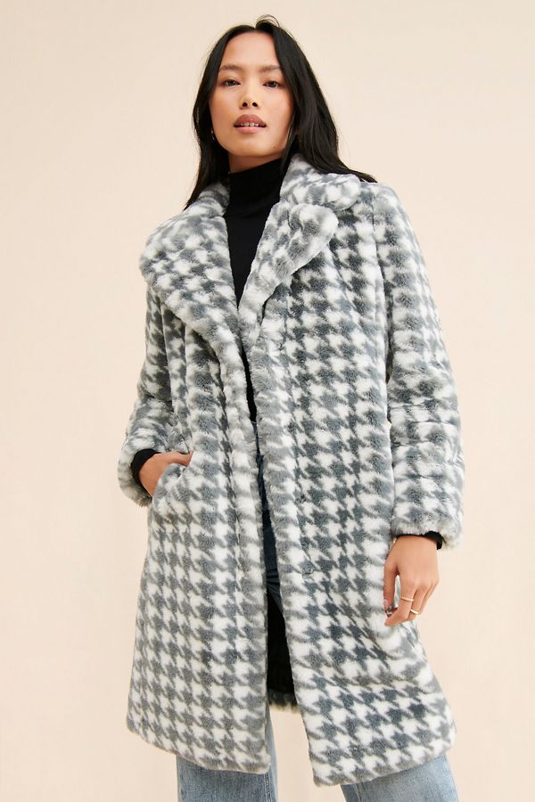 Slide View: 1: NVLT Houndstooth Printed Coat