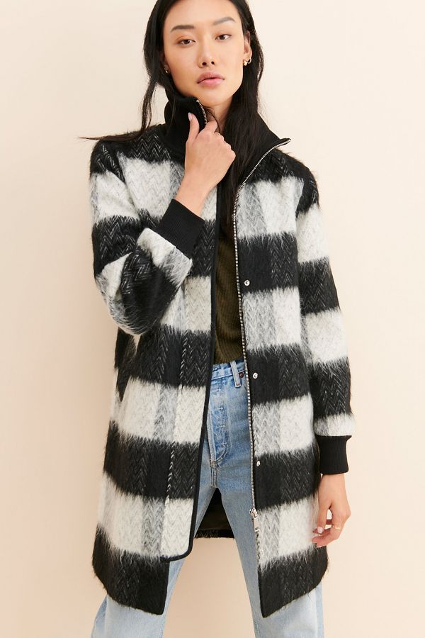 Slide View: 1: NVLT Brushed Buffalo Plaid Coat