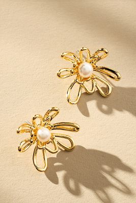 Pearl Floral Post Earrings