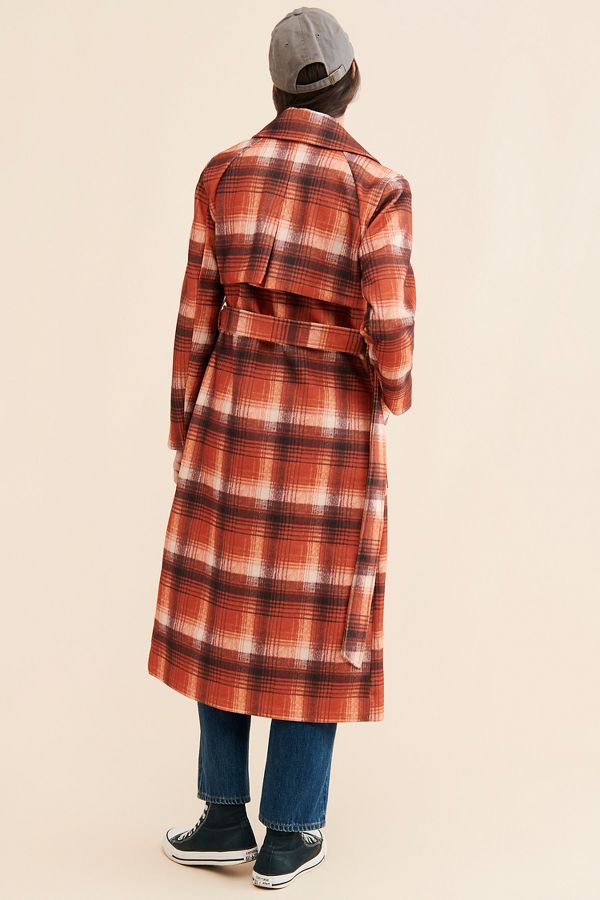 Slide View: 2: NVLT Plaid Print Overcoat