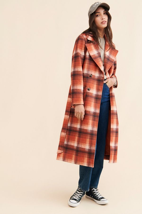 Slide View: 4: NVLT Plaid Print Overcoat