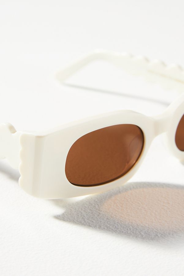 Slide View: 3: Rectangle Wavy Temple Sunglasses