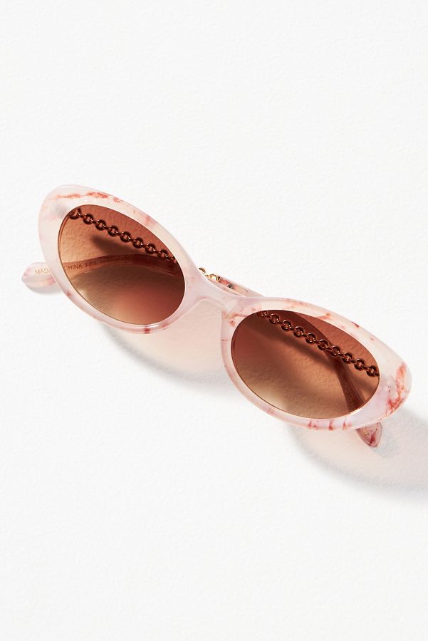 Slide View: 1: Oval Tortoise Sunglasses