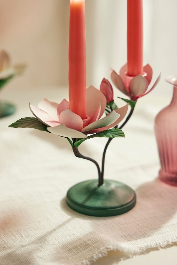 Slide View: 2: Pink Magnolia Taper Holder