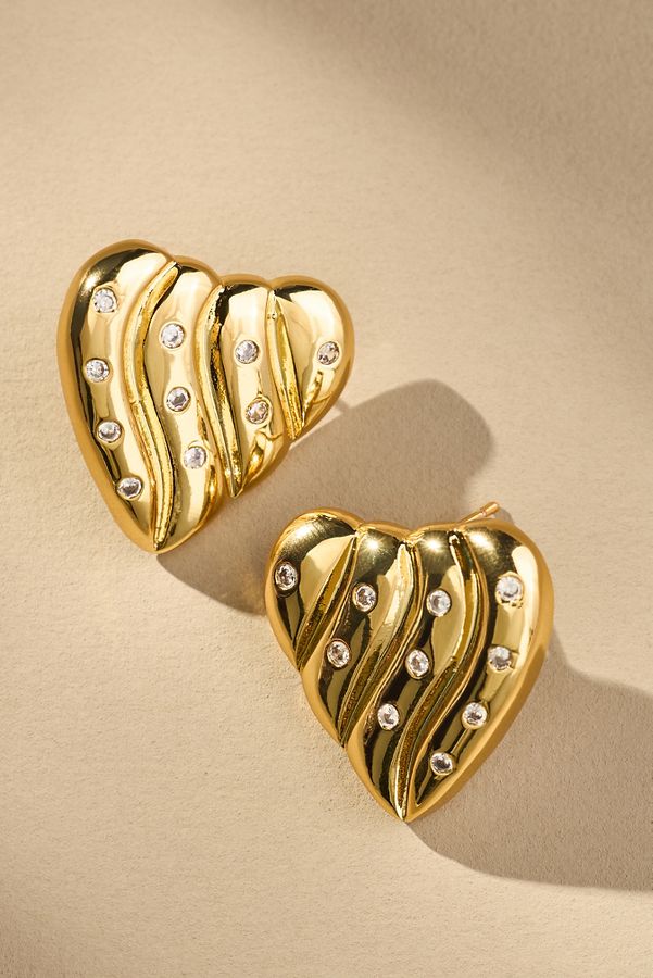 Slide View: 1: Logan Tay Bling Heart Stud Earrings