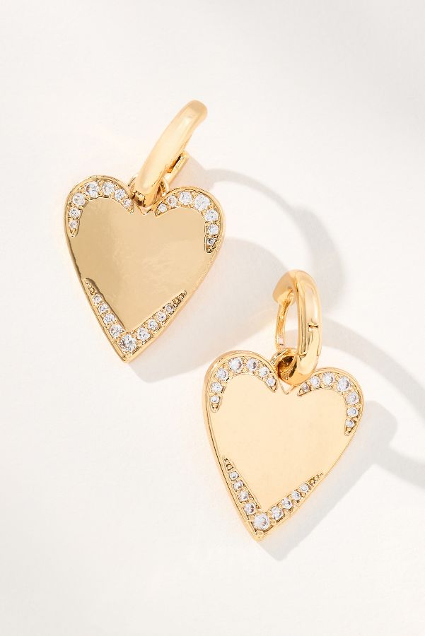 Slide View: 3: Crystal Heart Huggie Hoop Earrings