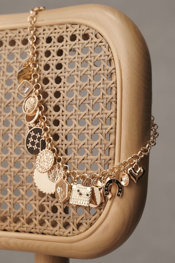 Slide View: 1: Chunky Coin Charm Necklace