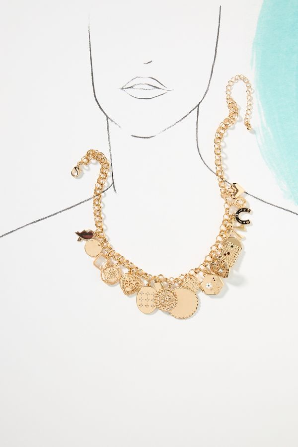 Slide View: 4: Chunky Coin Charm Necklace