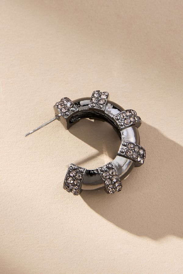 Slide View: 3: Small Spaced Crystal Hoops