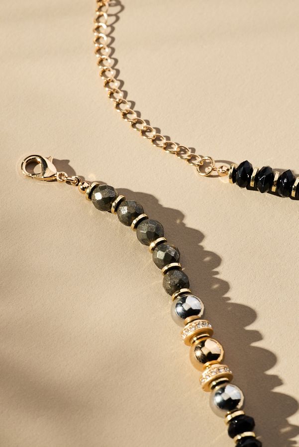 Slide View: 4: Mixed Metal Beaded Necklace