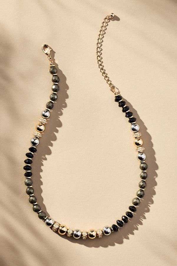 Slide View: 3: Mixed Metal Beaded Necklace