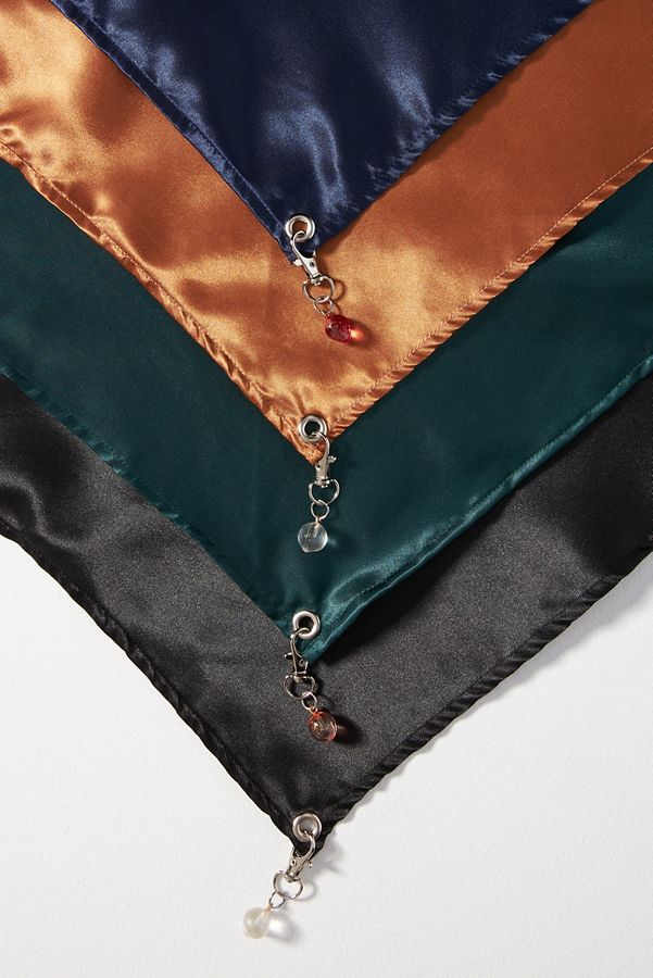 Slide View: 2: Room Shop Pieced Triangle Charm Satin Hair Scarf