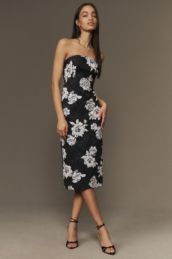 Slide View: 1: Sachin & Babi Strapless Floral Slim Midi Dress