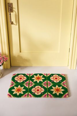 Floral Tile Printed Coir Doormat
