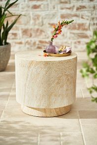 Slide View: 1: Travertine Finish Side Table