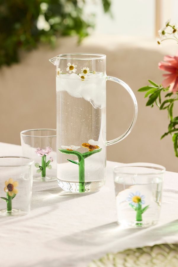 Slide View: 3: Bee + Bloom Glass Pitcher