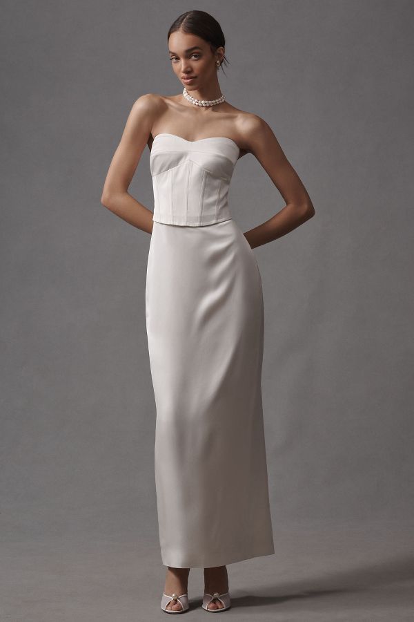 Slide View: 1: Reformation Ariyah Corset Satin Maxi Dress