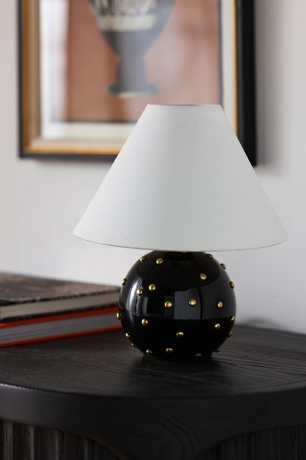 Slide View: 3: Jeanette Beaded Mini Brass Table Lamp