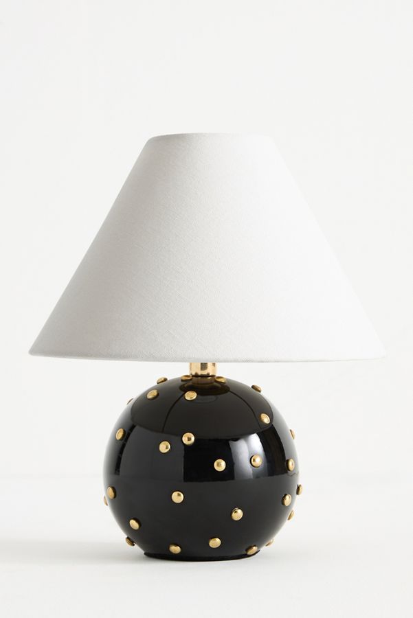 Slide View: 5: Jeanette Beaded Mini Brass Table Lamp