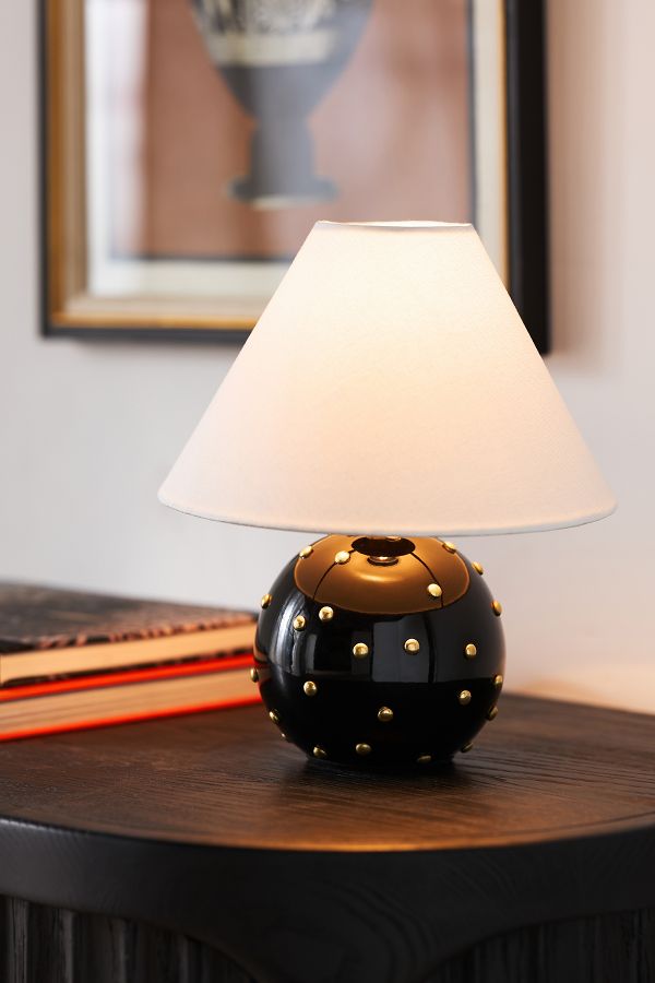 Slide View: 1: Jeanette Beaded Mini Brass Table Lamp