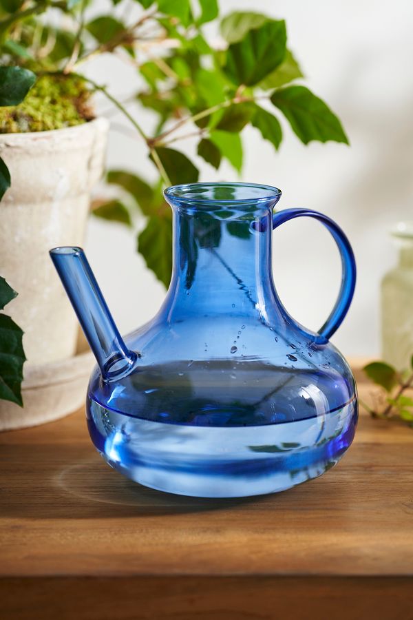 Slide View: 1: Addie Glass Watering Can, Blue