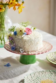 Slide View: 1: Painted Flower Cake Stand