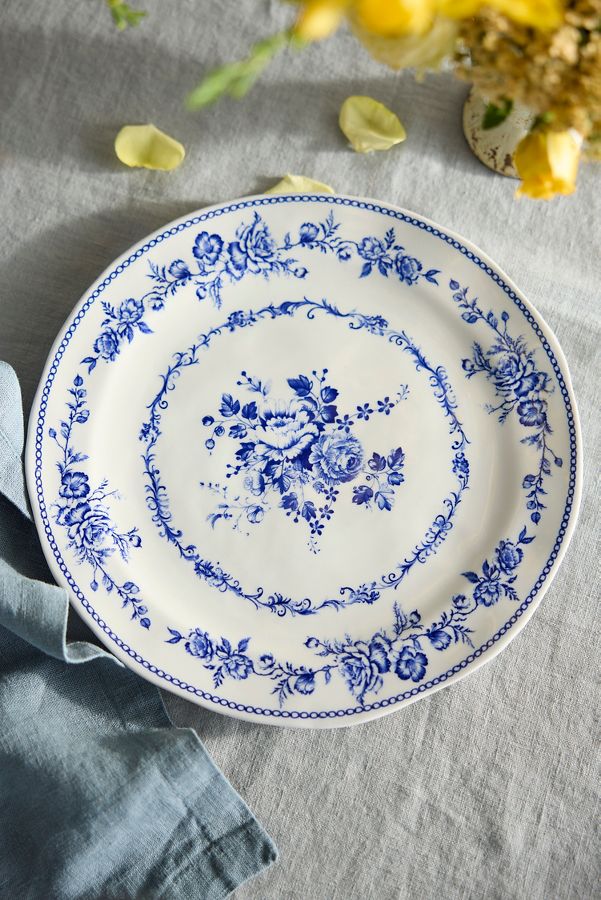 Slide View: 1: Botanical Transferware Dinner Plate