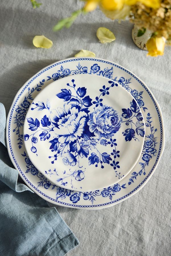 Slide View: 4: Botanical Transferware Dinner Plate