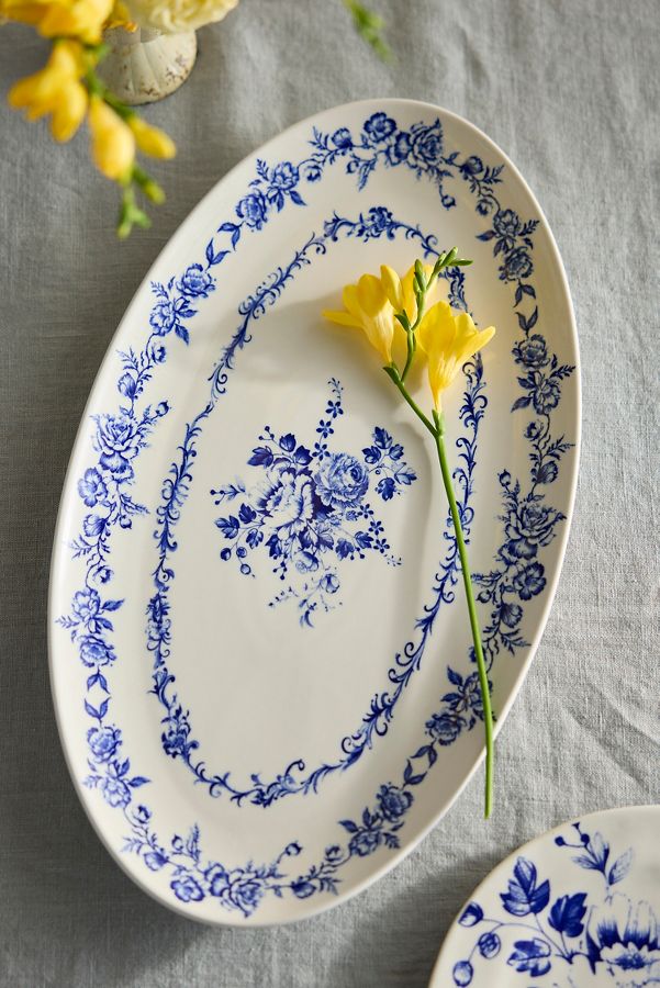 Slide View: 1: Botanical Transferware Serving Platter