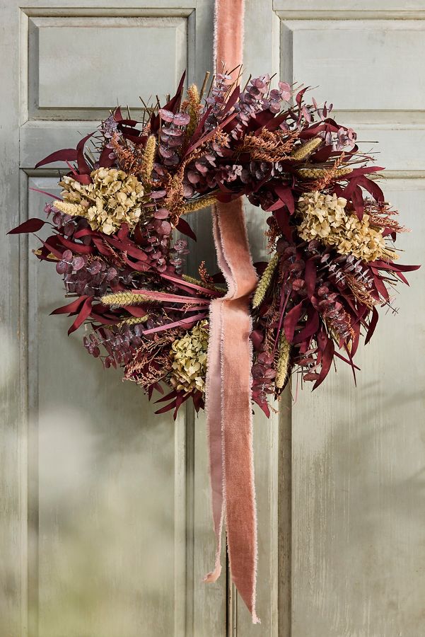 Slide View: 1: Dried Burgundy Blush Wreath