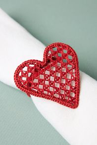 Slide View: 2: Handwoven Heart Napkin Rings, Set of 4