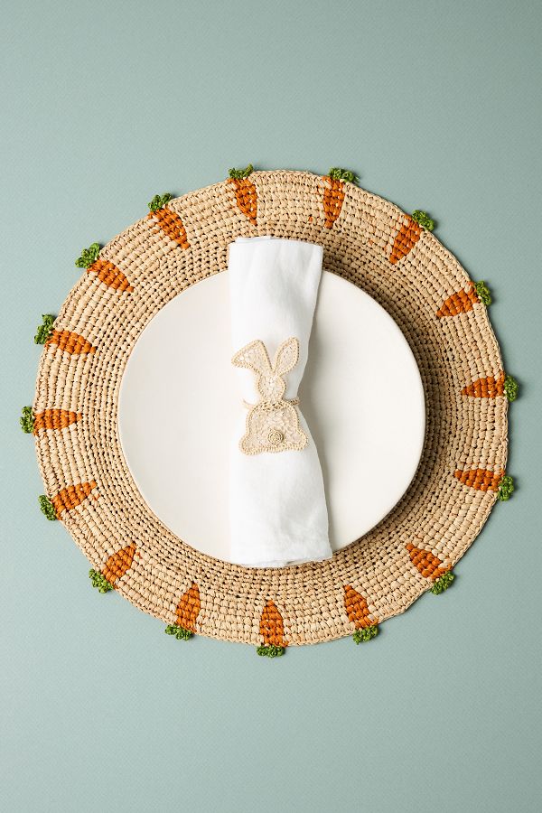 Slide View: 2: Handwoven Carrot Round Placemat