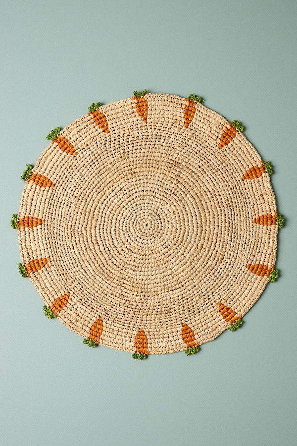 Slide View: 4: Handwoven Carrot Round Placemat