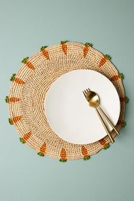 Slide View: 1: Handwoven Carrot Round Placemat