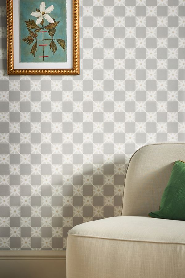 Slide View: 1: Stardust Checkerboard Peel-and-Stick Wallpaper