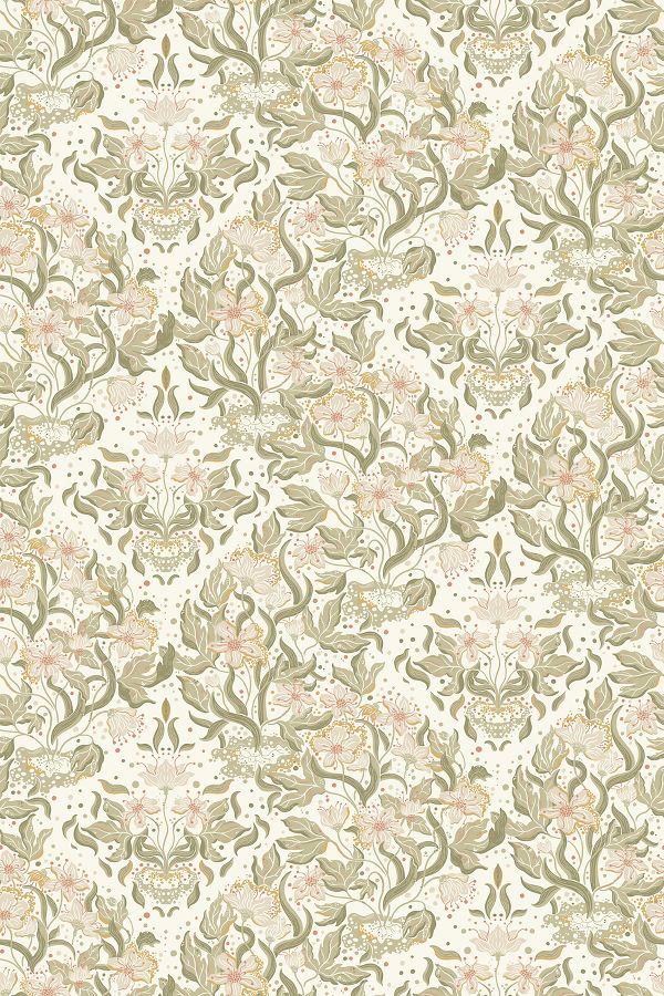 Slide View: 2: Lisa Floral Damask Wallpaper