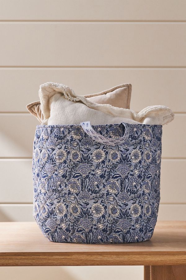 Slide View: 2: Quilted Block Print Basket