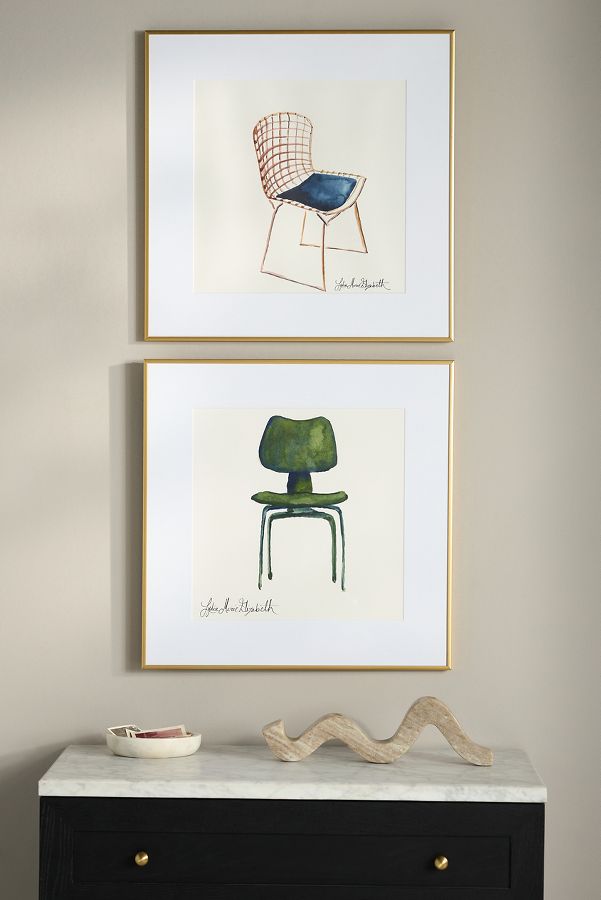 Slide View: 2: Portrait of the Bertoia Side Chair in Rose Gold Wall Art