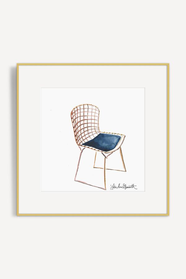 Slide View: 1: Portrait of the Bertoia Side Chair in Rose Gold Wall Art