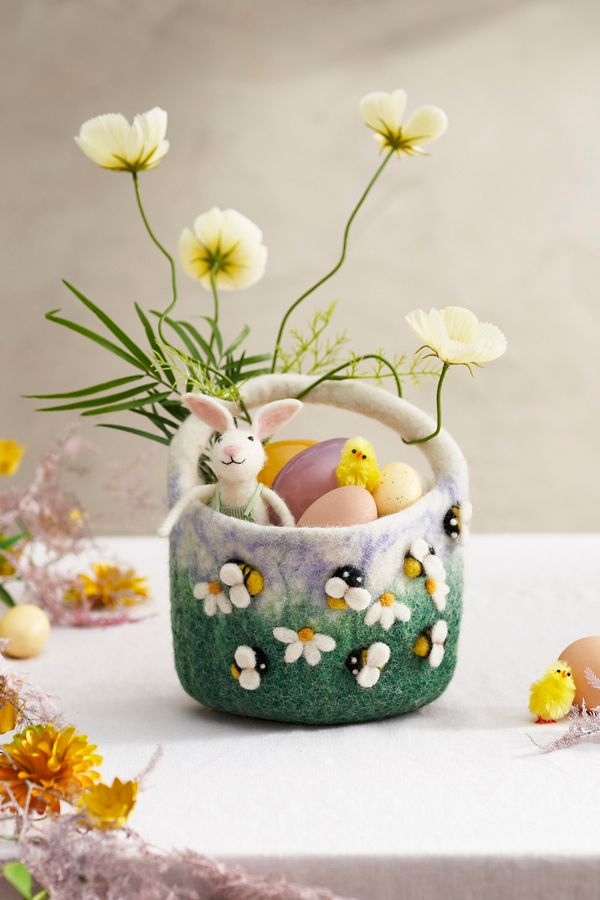 Slide View: 2: Felted Flower Basket