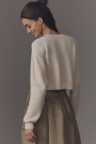 Slide View: 3: The Livvy Waffle Knit Cardigan Sweater by Flat White: Shrug Edition